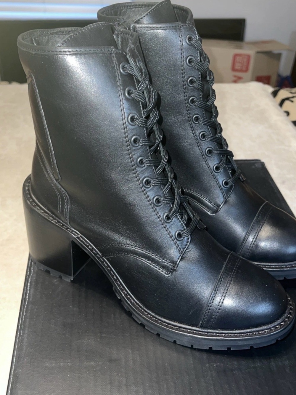 Thursday Boot Company Black Lace-Up Heeled Combat Boots